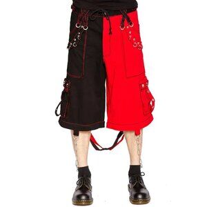 Mens Bondage Trouser Punk Rock Transformer Baggy Black Split Shorts Emo